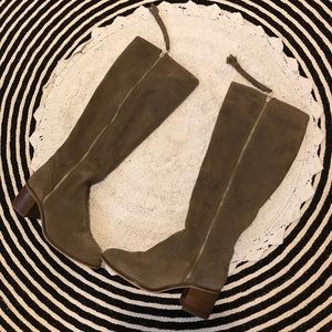 Vintage suede zip up knee high boots